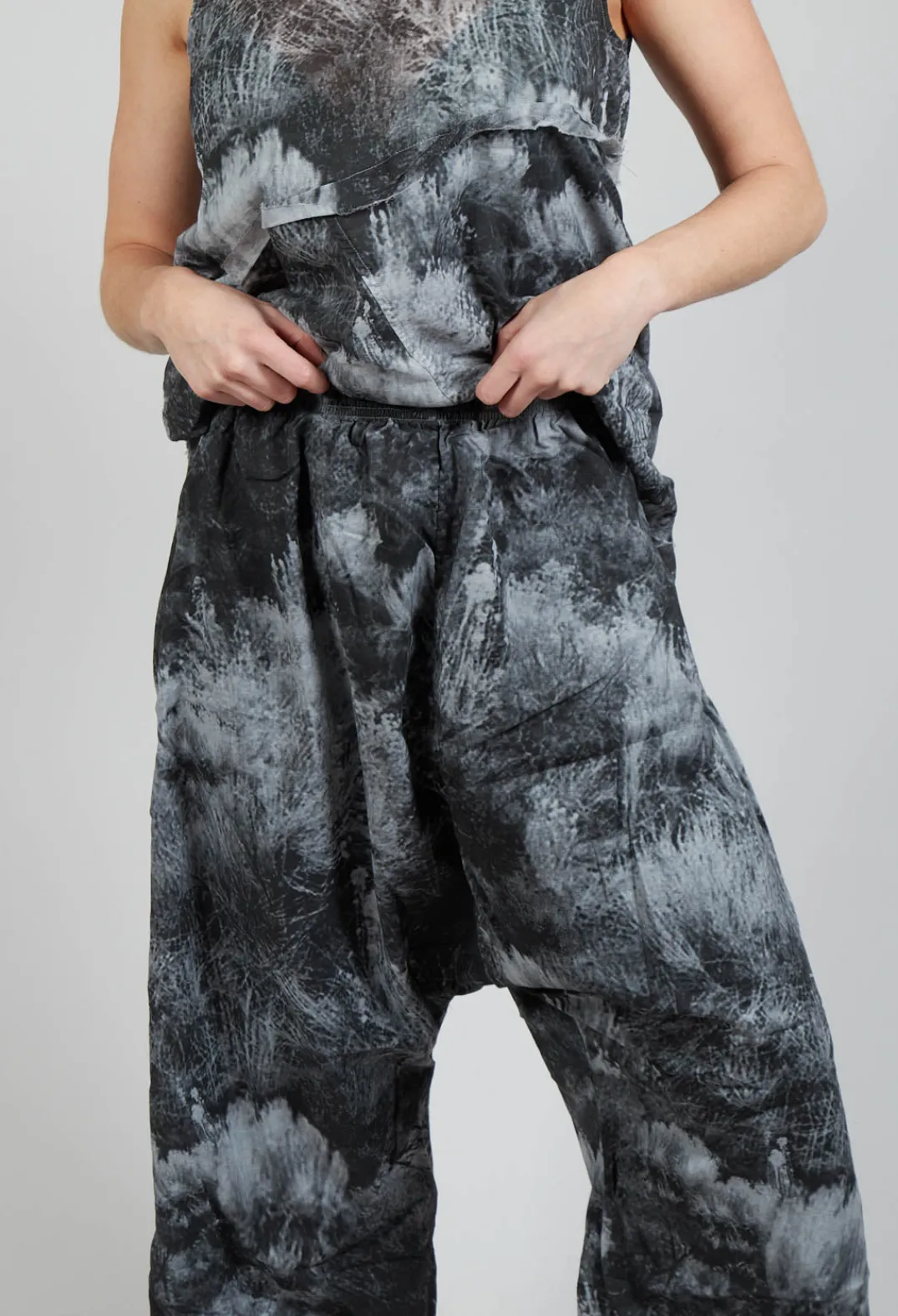 Pal Offner Trousers^Low Crotch Pull on Trousers in Steppe Black