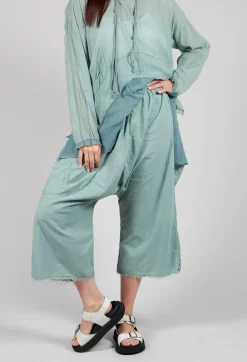 Pal Offner Trousers^Low Crotch Pull on Trousers in  Pale Turquoise