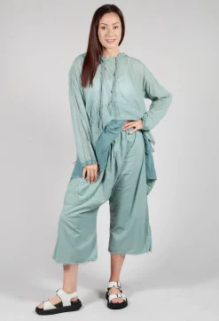 Pal Offner Trousers^Low Crotch Pull on Trousers in Pale Turquoise