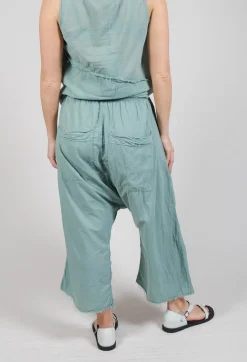 Pal Offner Trousers^Low Crotch Pull on Trousers in Pale Turquoise