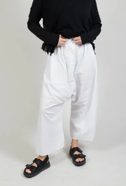 Pal Offner Trousers^Low Crotch Pull on Trousers in White