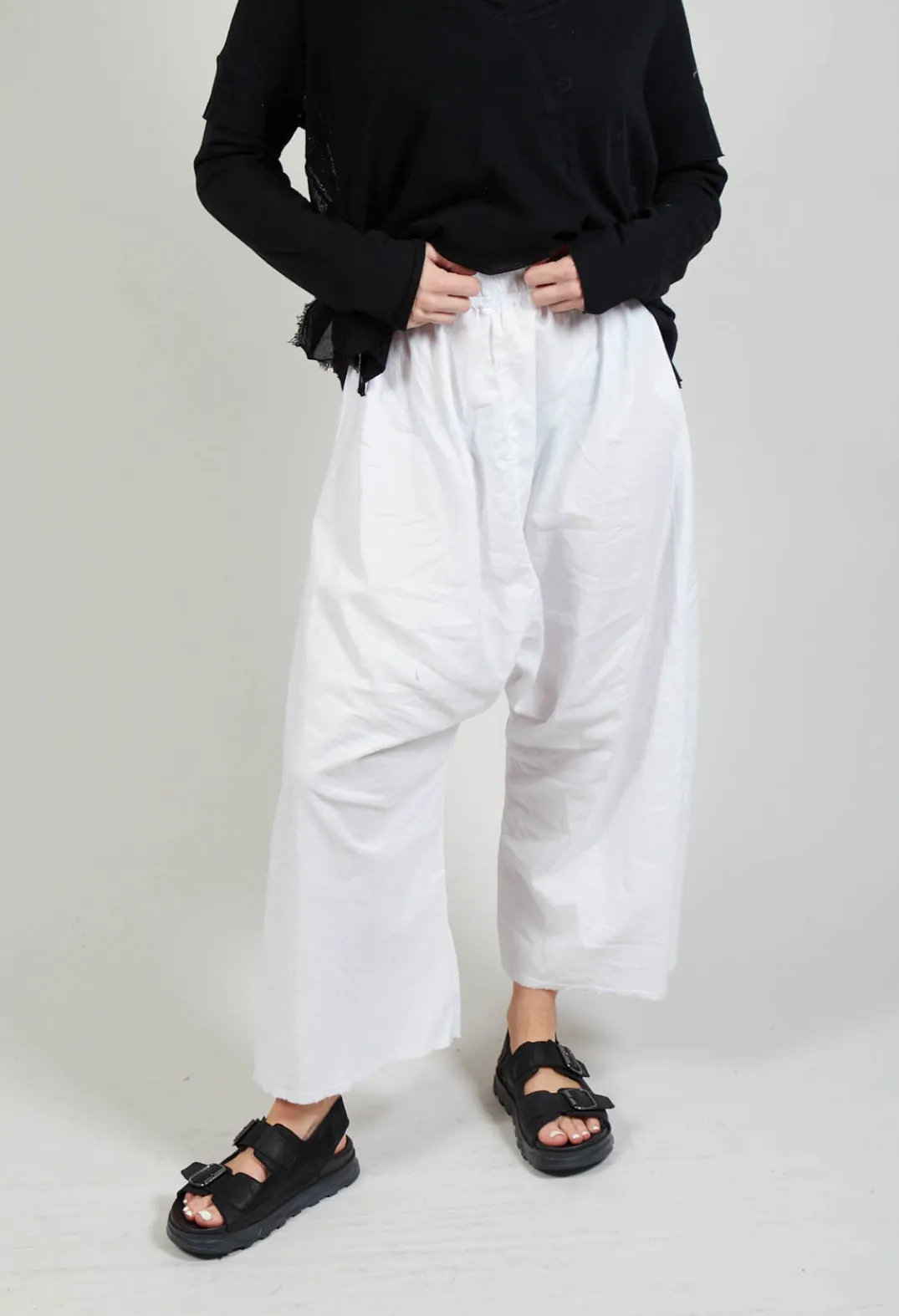 Pal Offner Trousers^Low Crotch Pull on Trousers in White