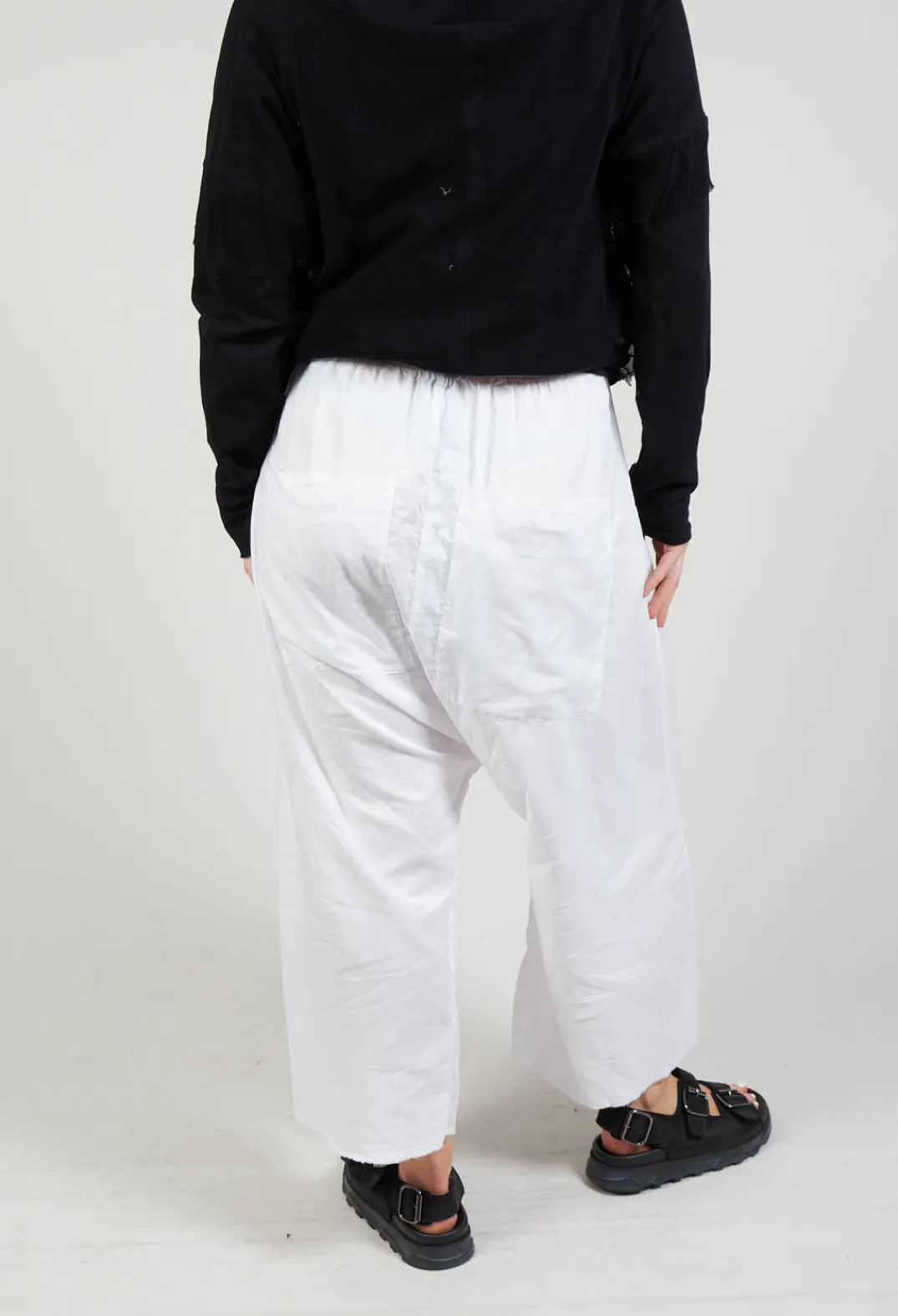 Pal Offner Trousers^Low Crotch Pull on Trousers in White