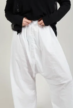 Pal Offner Trousers^Low Crotch Pull on Trousers in White