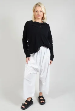 Pal Offner Trousers^Low Crotch Pull on Trousers in White