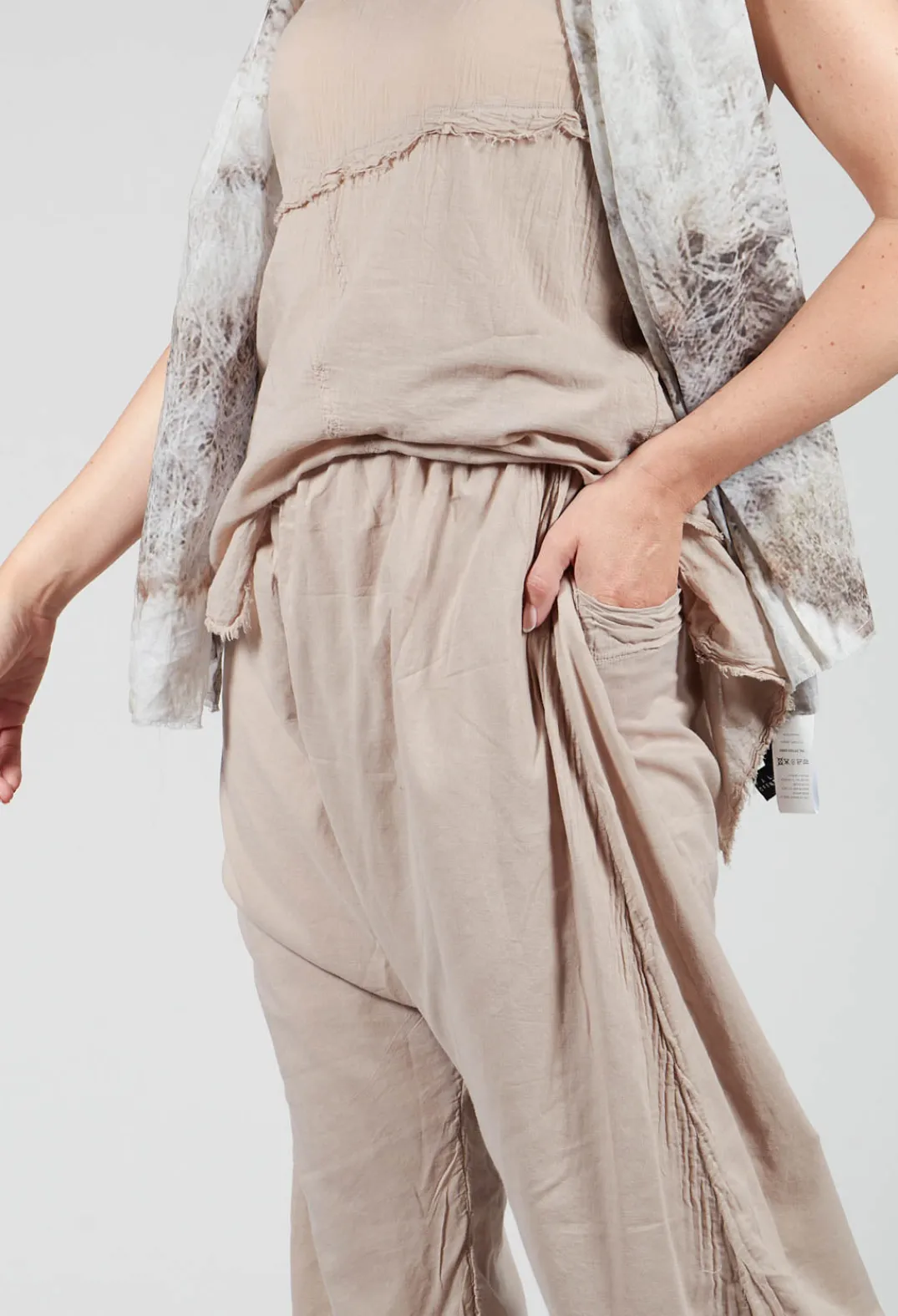 Pal Offner Trousers^Low Crotch Pull on Trousers in Greige