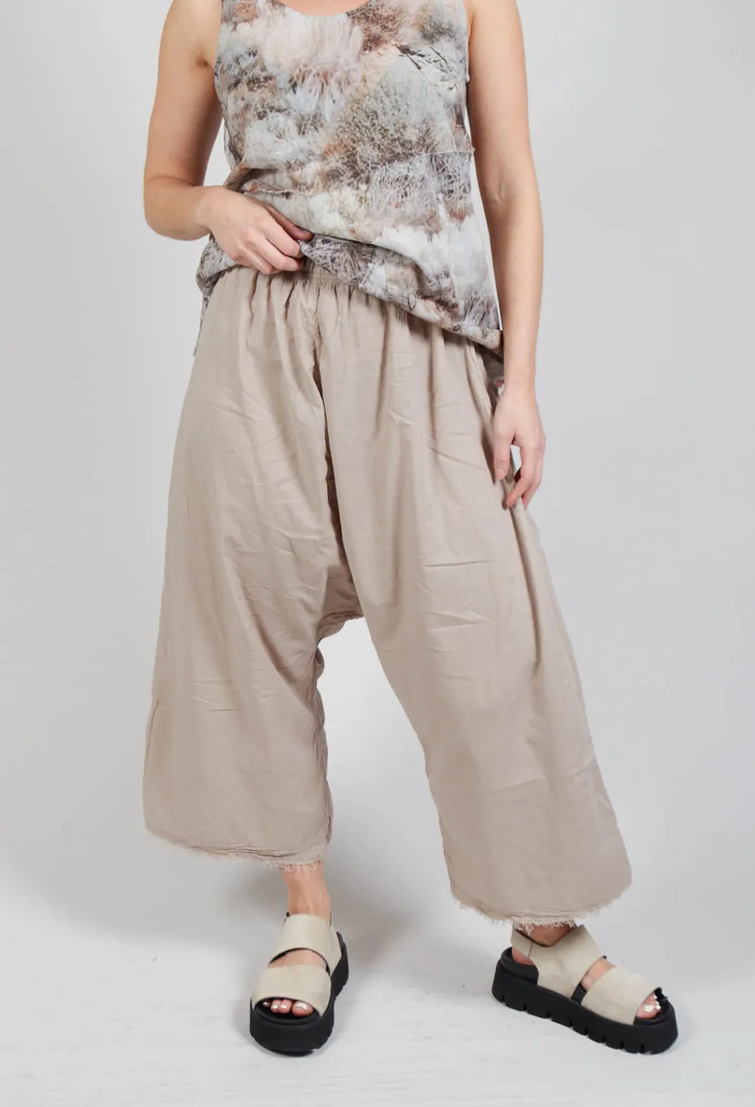 Pal Offner Trousers^Low Crotch Pull on Trousers in Greige
