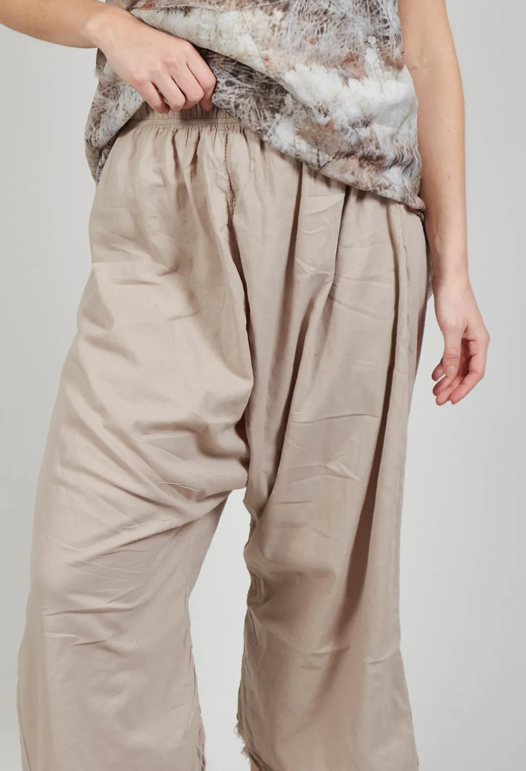 Pal Offner Trousers^Low Crotch Pull on Trousers in Greige