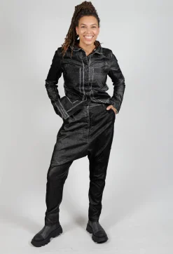 Rundholz Mainline Trousers^Low Rise Drop Crotch Trousers in Black Flock