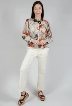 Sfizio Tops^Mandarin Collar Blouse in Palms Print