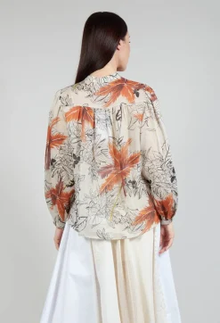Sfizio Tops^Mandarin Collar Blouse in Palms Print