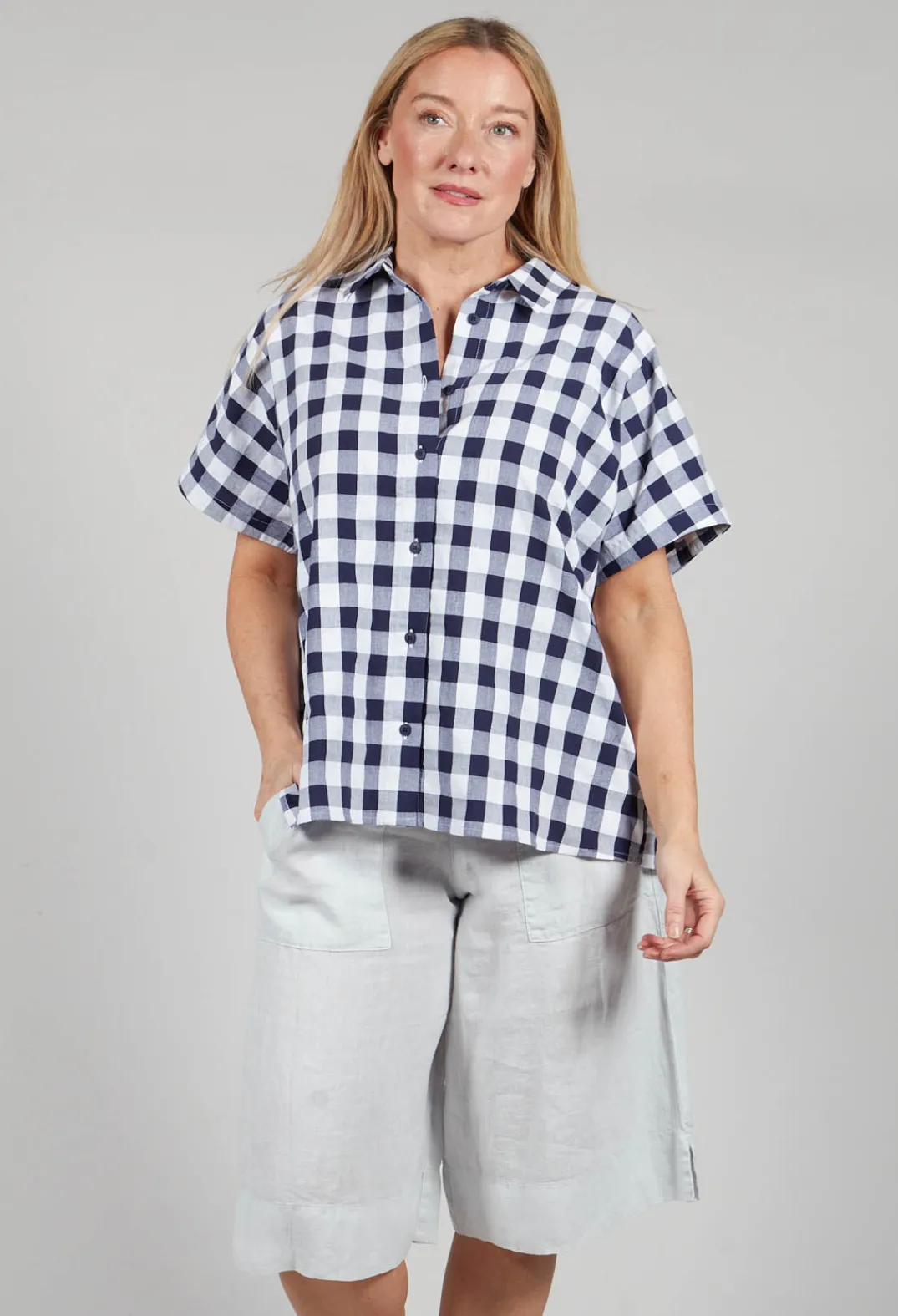 Mes Soeurs u0026 Moi Shirts & Blouses^Mandarin Shirt in Azur Big Check
