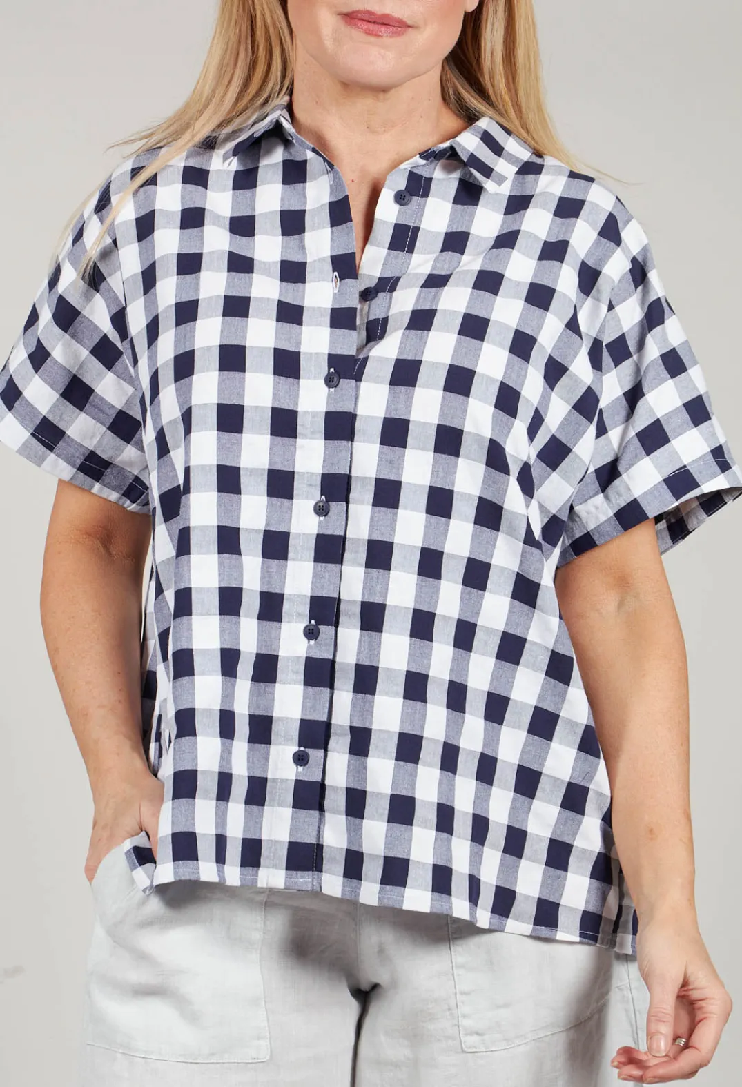 Mes Soeurs u0026 Moi Shirts & Blouses^Mandarin Shirt in Azur Big Check