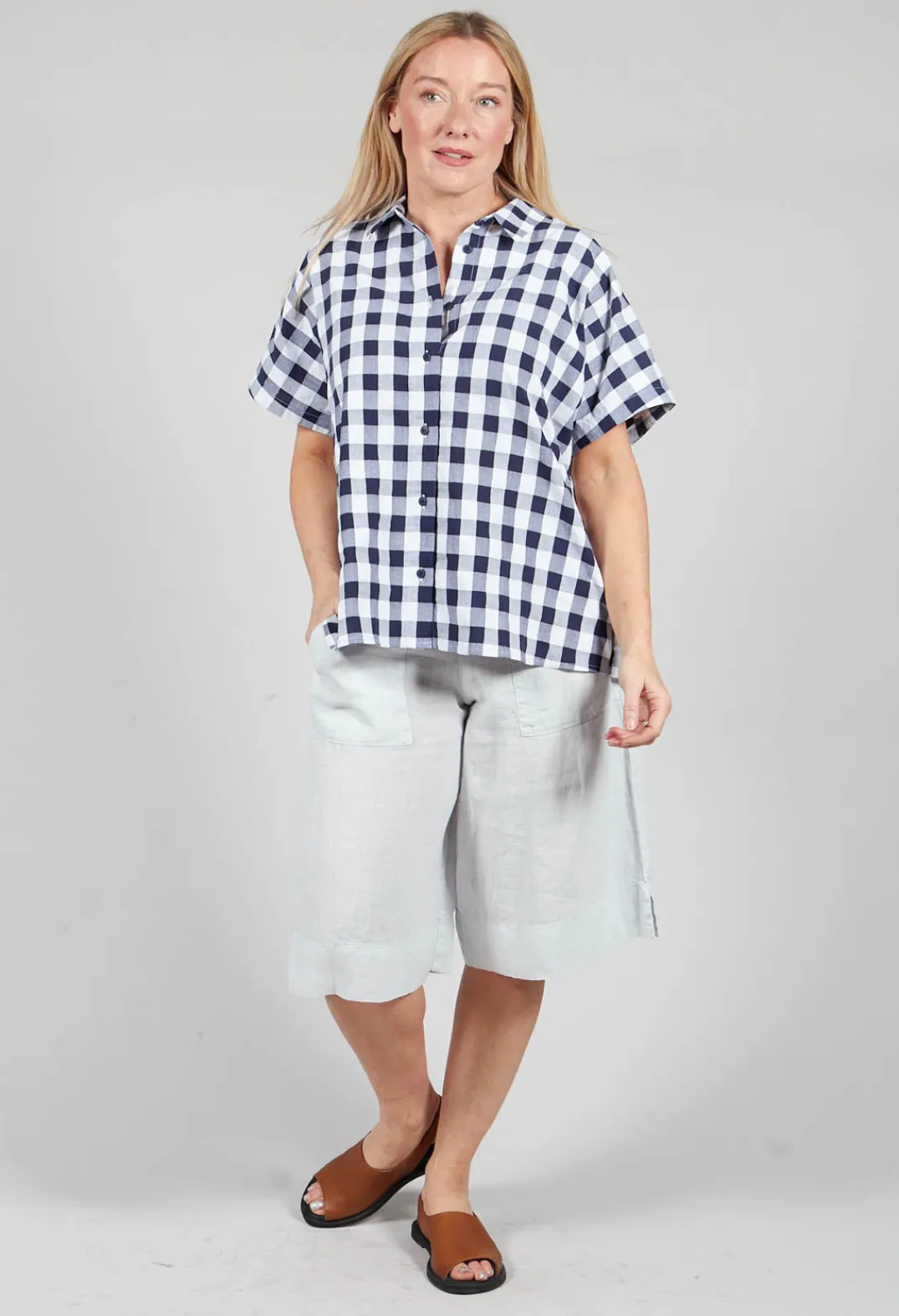 Mes Soeurs u0026 Moi Shirts & Blouses^Mandarin Shirt in Azur Big Check