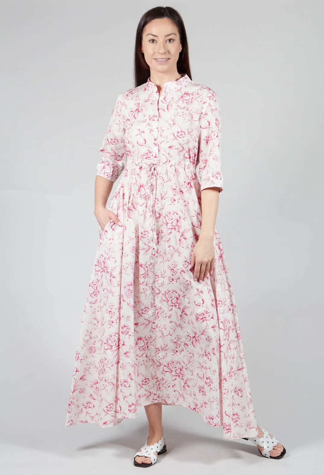 Lavi Dresses^Margherita Cropped Sleeve Dress in Magenta Panna