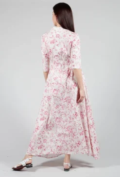 Lavi Dresses^Margherita Cropped Sleeve Dress in Magenta Panna