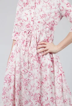 Lavi Dresses^Margherita Cropped Sleeve Dress in Magenta Panna
