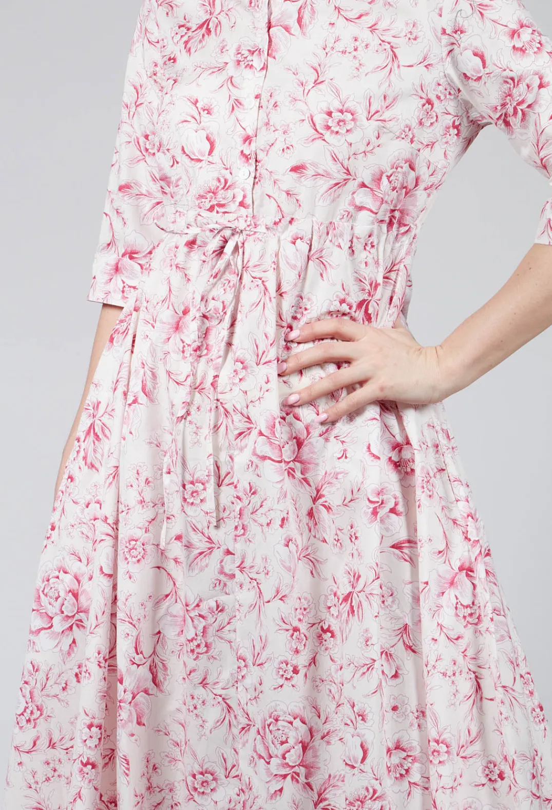 Lavi Dresses^Margherita Cropped Sleeve Dress in Magenta Panna