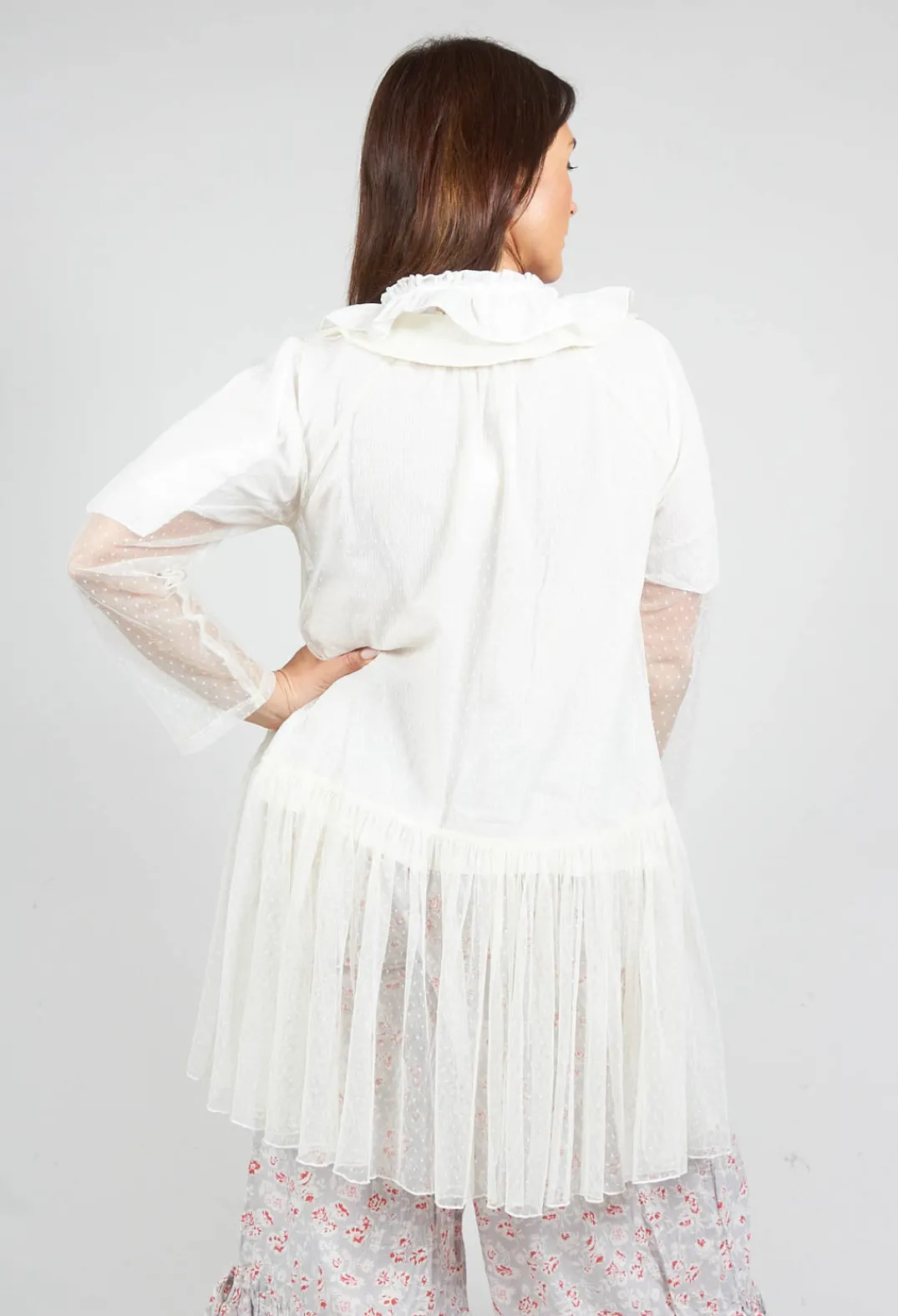 Les Ours Jackets^Marie Mesh Peplum Jacket in Ecru