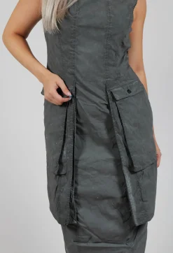 Rundholz Dip Dresses^Maxi Length Dress with Statement Pockets in Pencil Cloud
