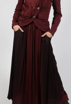 Sanctamuerte Skirts^Maxi Satin Skirt in Degrade Sangue