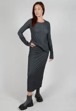 Rundholz Dip Skirts^Maxi-Length Bodycon Skirt in Coal Cloud