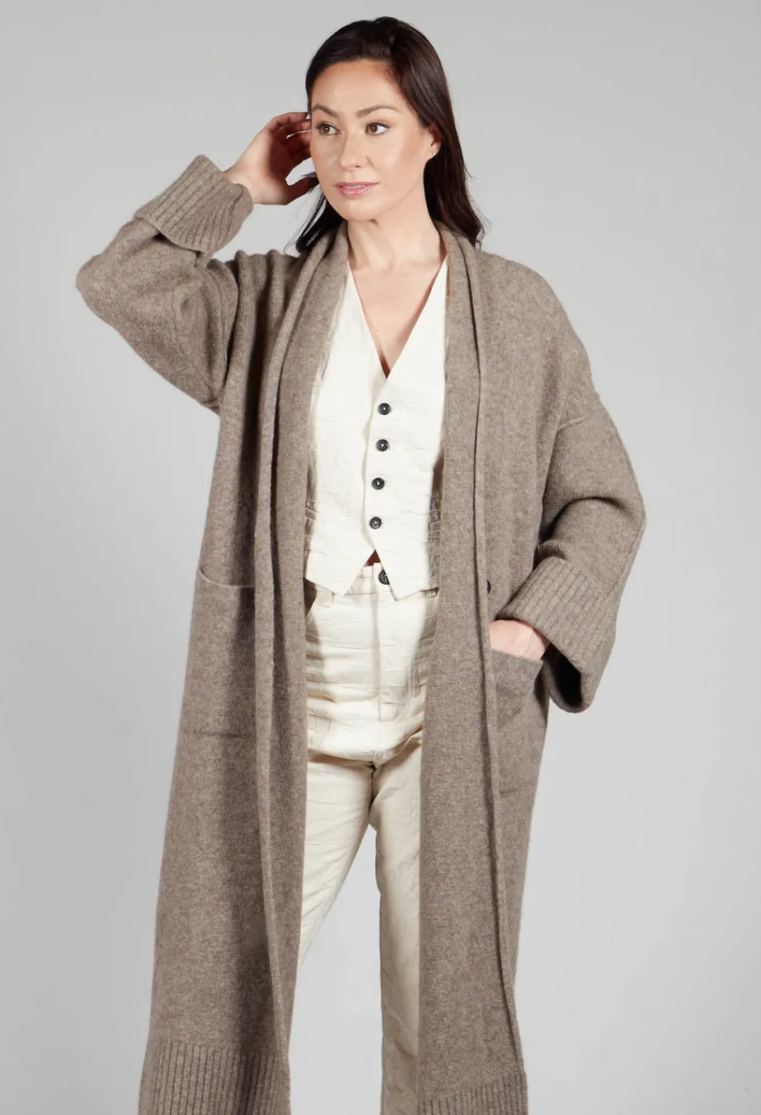 Isabel Benenato Coats^Merino Wool Overcoat in Taupe