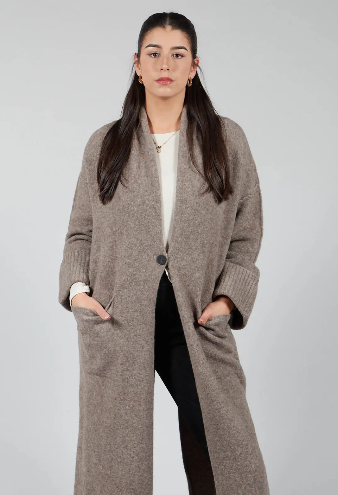 Isabel Benenato Coats^Merino Wool Overcoat in Taupe