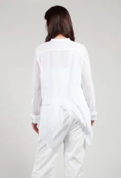 Masnada Shirts & Blouses^Mesh Asymmetric Blouse in White