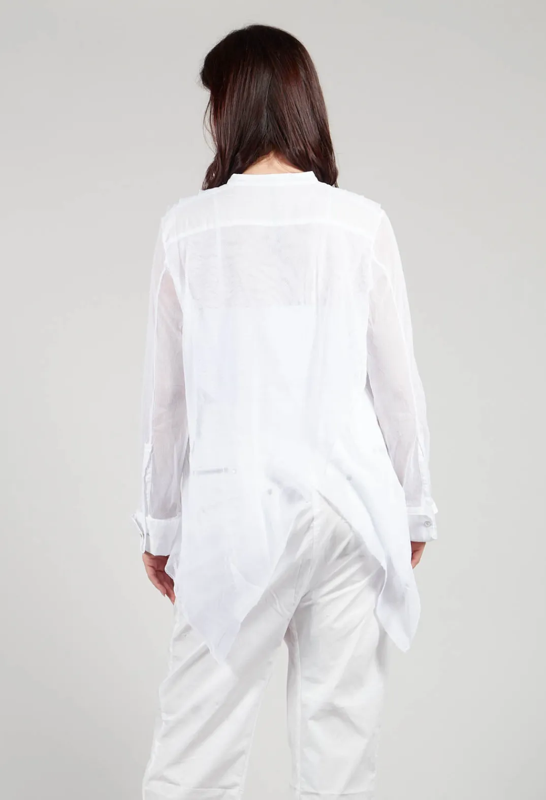Masnada Shirts & Blouses^Mesh Asymmetric Blouse in White
