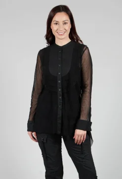 Masnada Shirts & Blouses^Mesh Asymmetric Blouse in Black