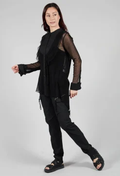 Masnada Shirts & Blouses^Mesh Asymmetric Blouse in Black