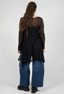 Pluslavie Tops^Mesh Bat Shirt in Black