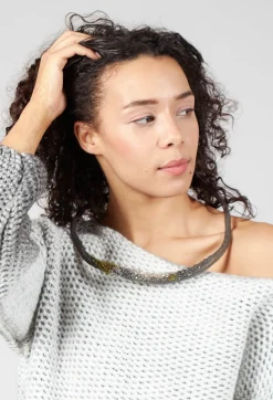 Petra Meiren Necklaces^Mesh Choker with Beading in Green
