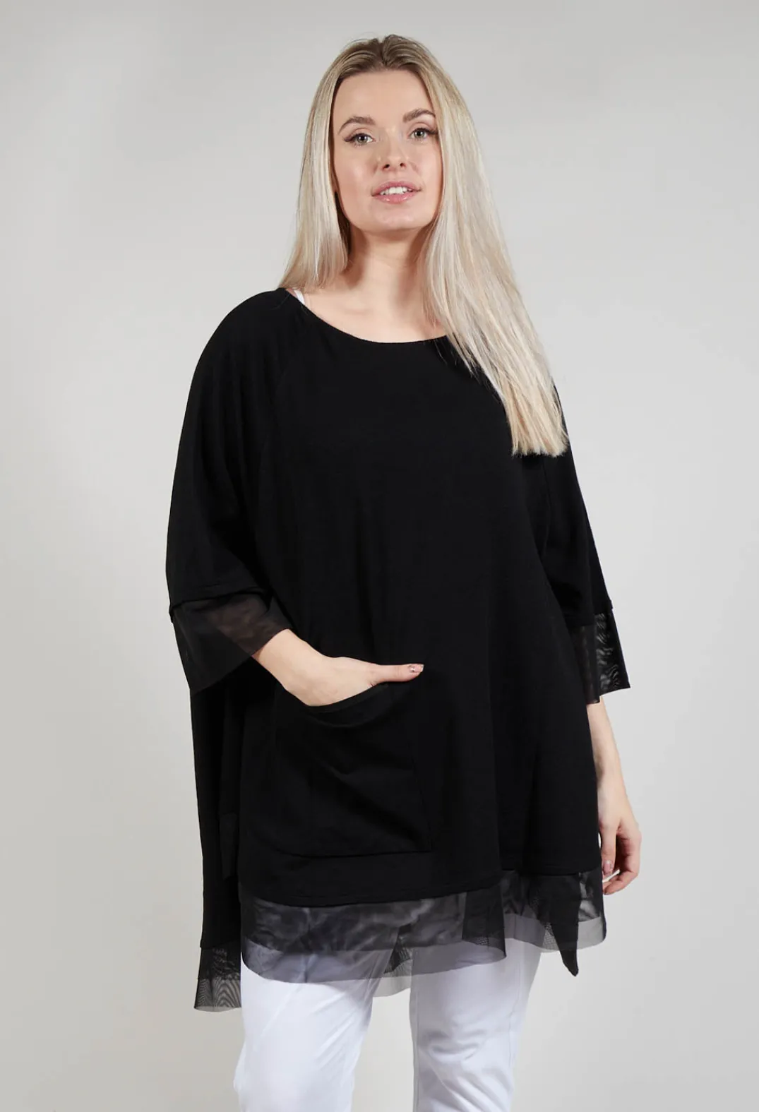 Philomena Christ Tops^Mesh Hem Top in Black