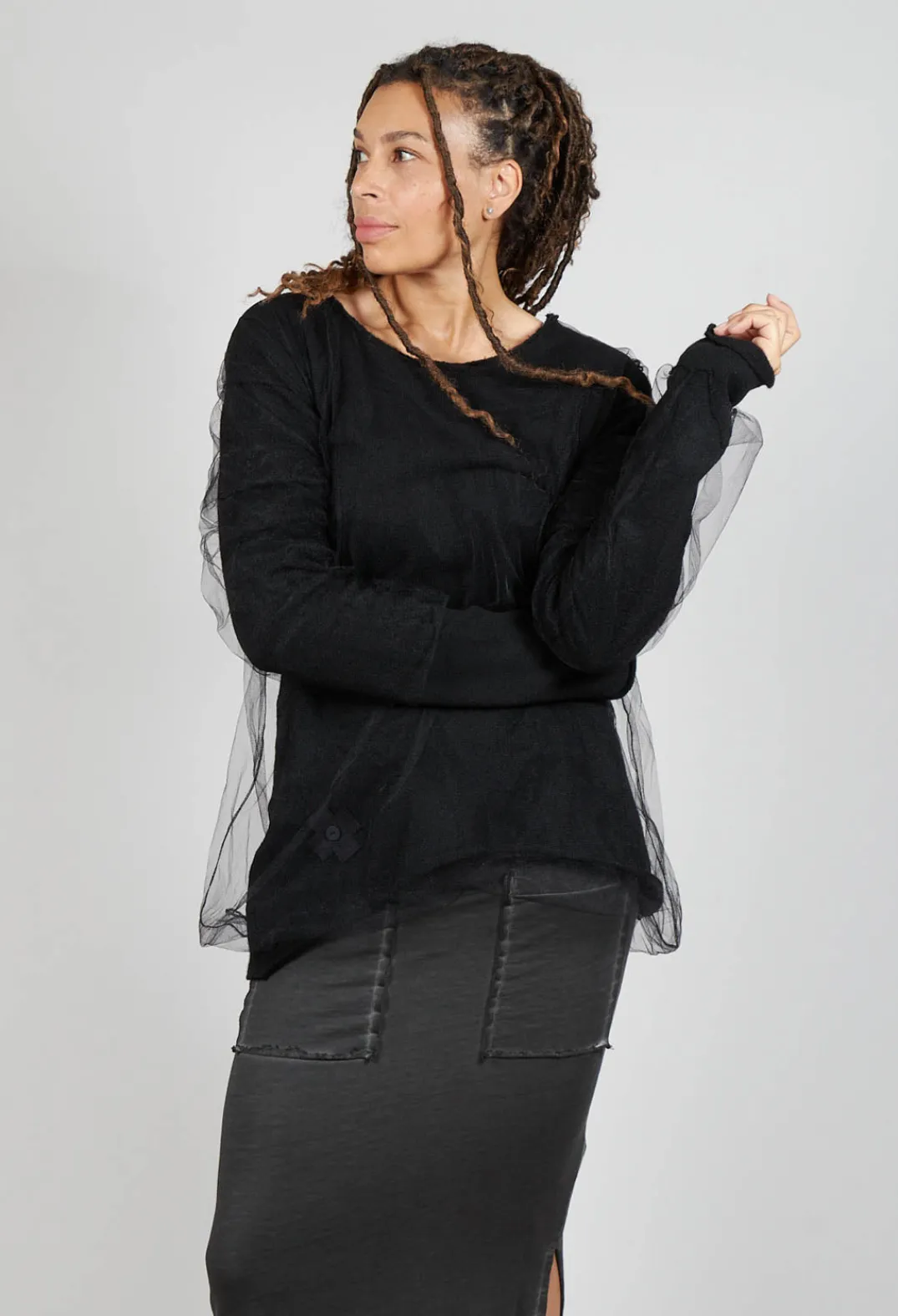 Pluslavie Jumpers^Mesh Knit in Black