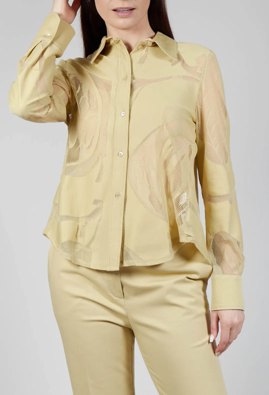 Beatrice B Shirts & Blouses^Mesh Lace Shirt in Pampas