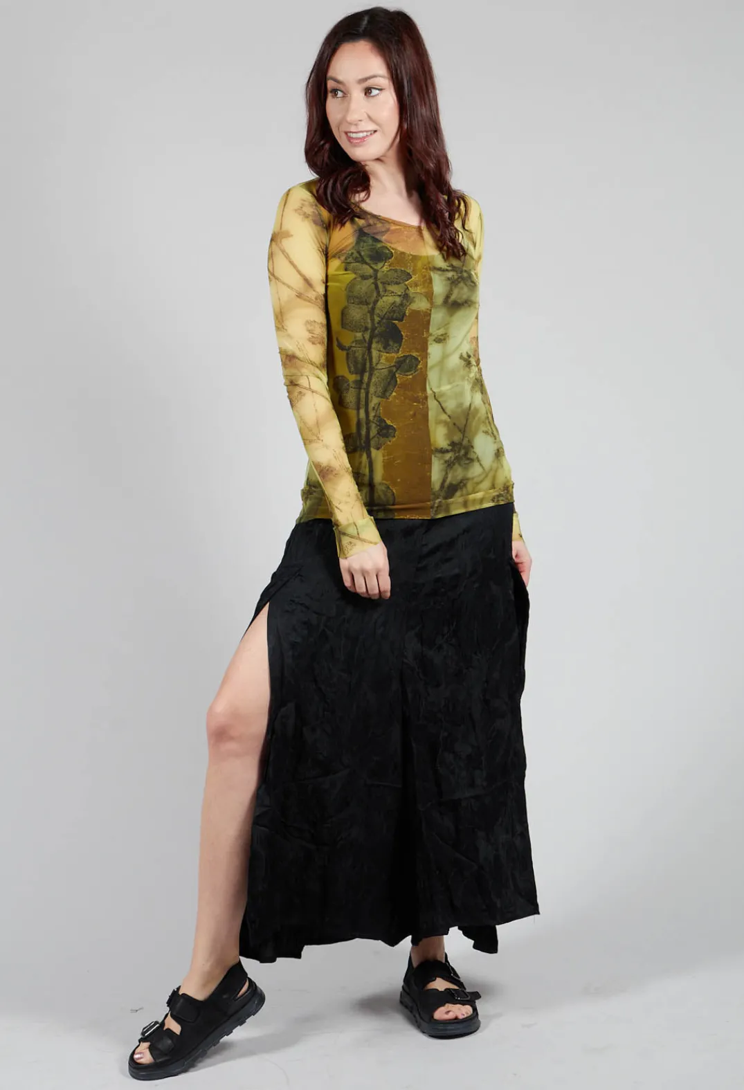 Masnada Tops^Mesh Long Sleeve Print Top in Single Variant