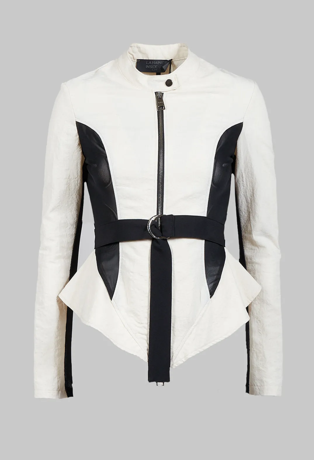 La Haine Jackets^Mesh Panelled Jacket with Belt in Bianco