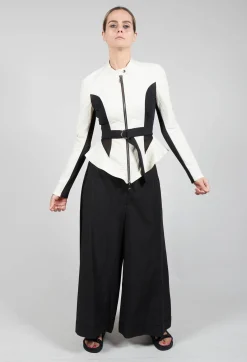 La Haine Jackets^Mesh Panelled Jacket with Belt in Bianco