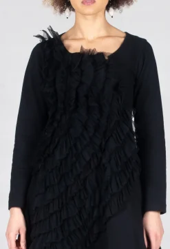 Bread and Butter Dresses^Mesh Ruffle Dress in Black