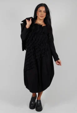 Bread and Butter Dresses^Mesh Ruffle Dress in Black