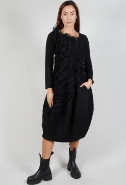 Bread and Butter Dresses^Mesh Ruffle Dress in Black