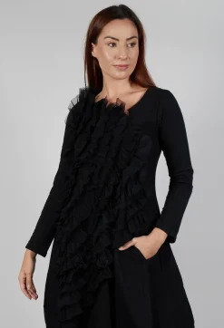 Bread and Butter Dresses^Mesh Ruffle Dress in Black