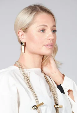 Katerina Vassou Earrings^Metal Earrings in Gold and Black