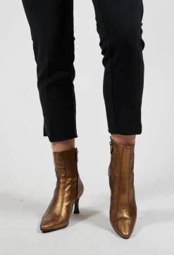 Maliparmi Heels|Boots^Metallic Ankle Boot Heels in Oro Metallizzato