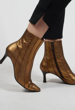 Maliparmi Heels|Boots^Metallic Ankle Boot Heels in Oro Metallizzato