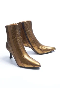 Maliparmi Heels|Boots^Metallic Ankle Boot Heels in Oro Metallizzato
