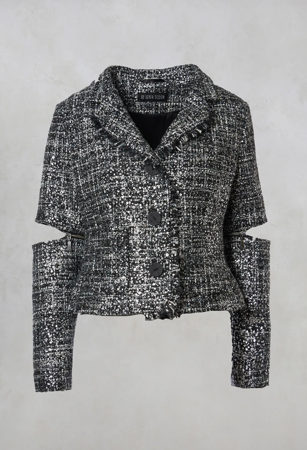 Xenia Design Jackets^Metallic Jacket in Black / Silver