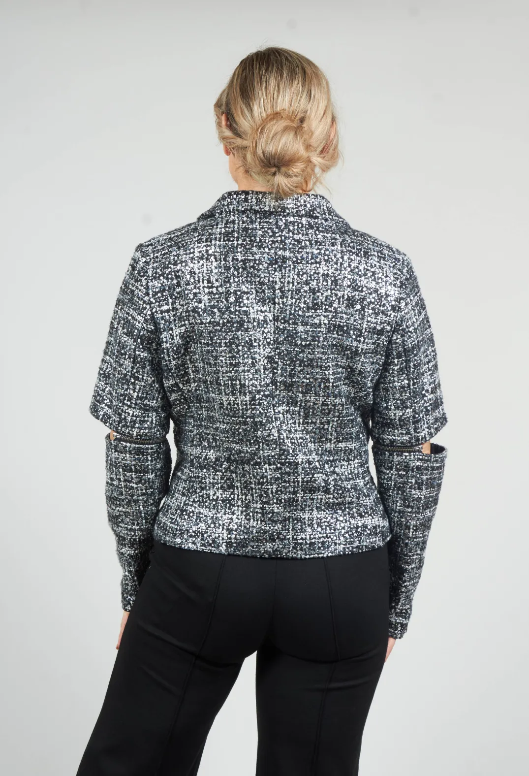 Xenia Design Jackets^Metallic Jacket in Black / Silver